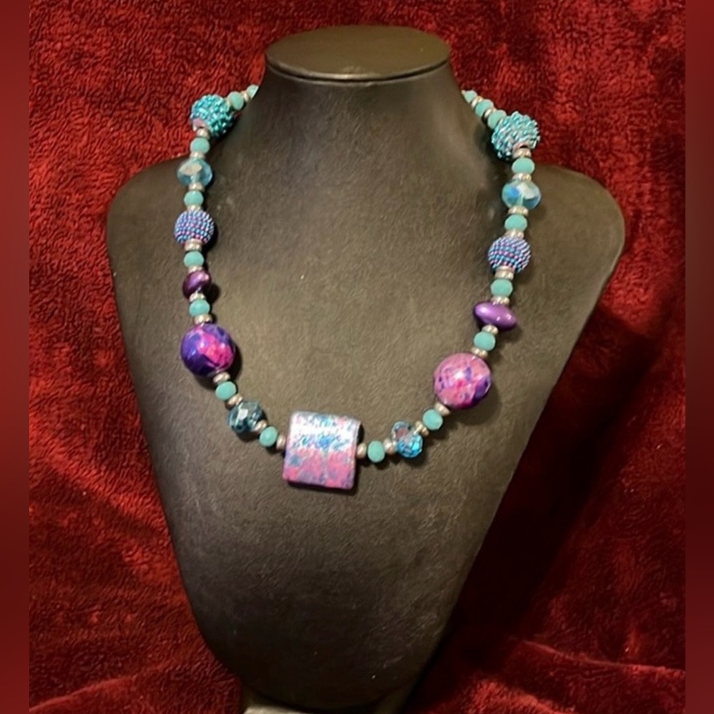 Hand made 18” Colorful Beaded Necklace